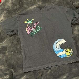 Zara Kids Black Tee with Tropical Graphic